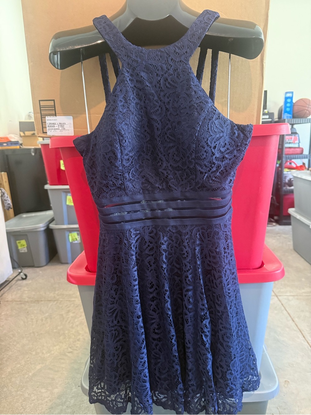City Studio Navy Lace Halter Fit-and-Flare Dress p56